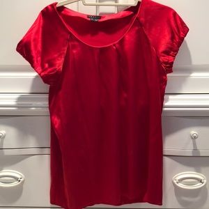 Theory red silk blouse